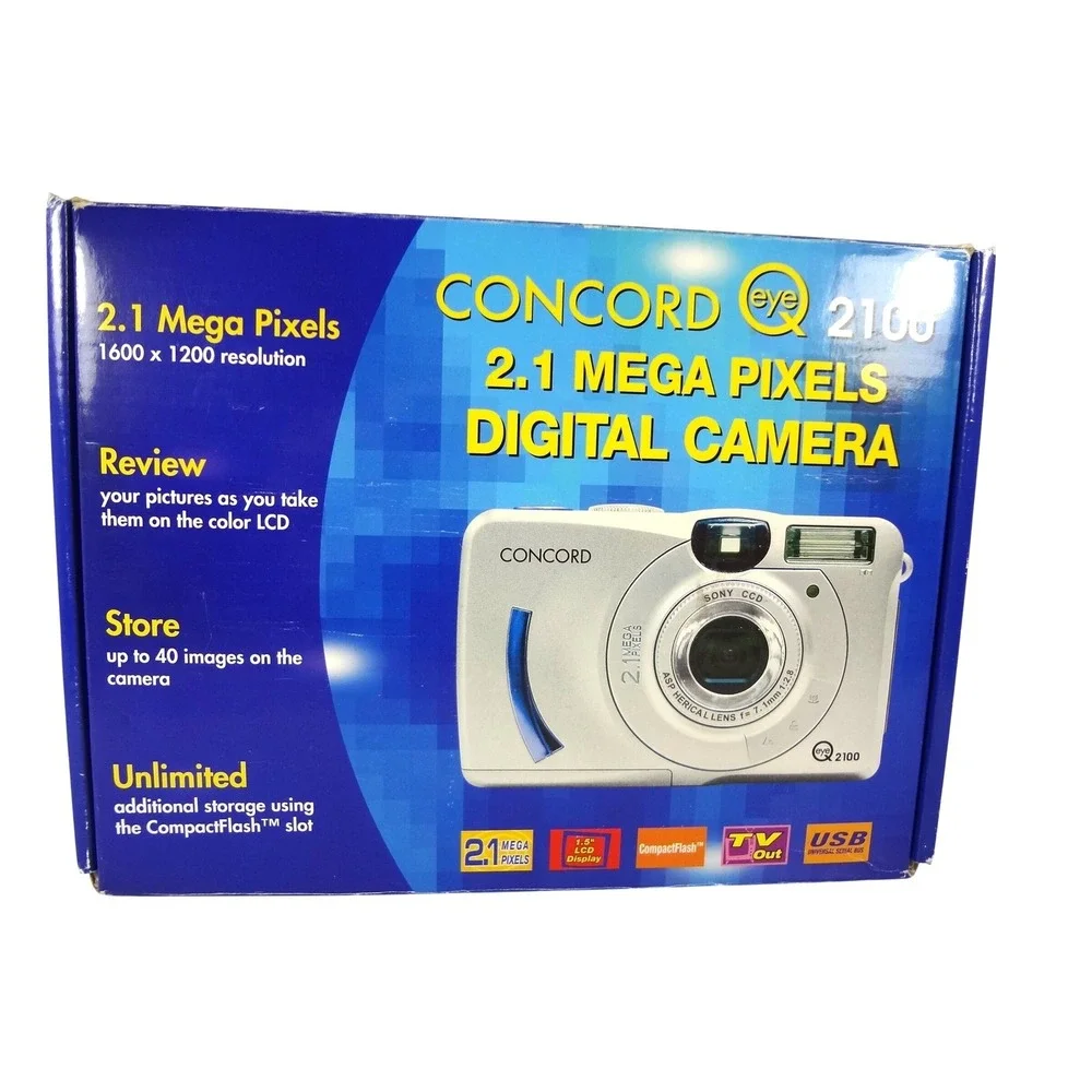 Concord Eye 2100 Digital Camera Silver 2.1MP‎ Sony CCD Vintage Y2K Bundle Boxed